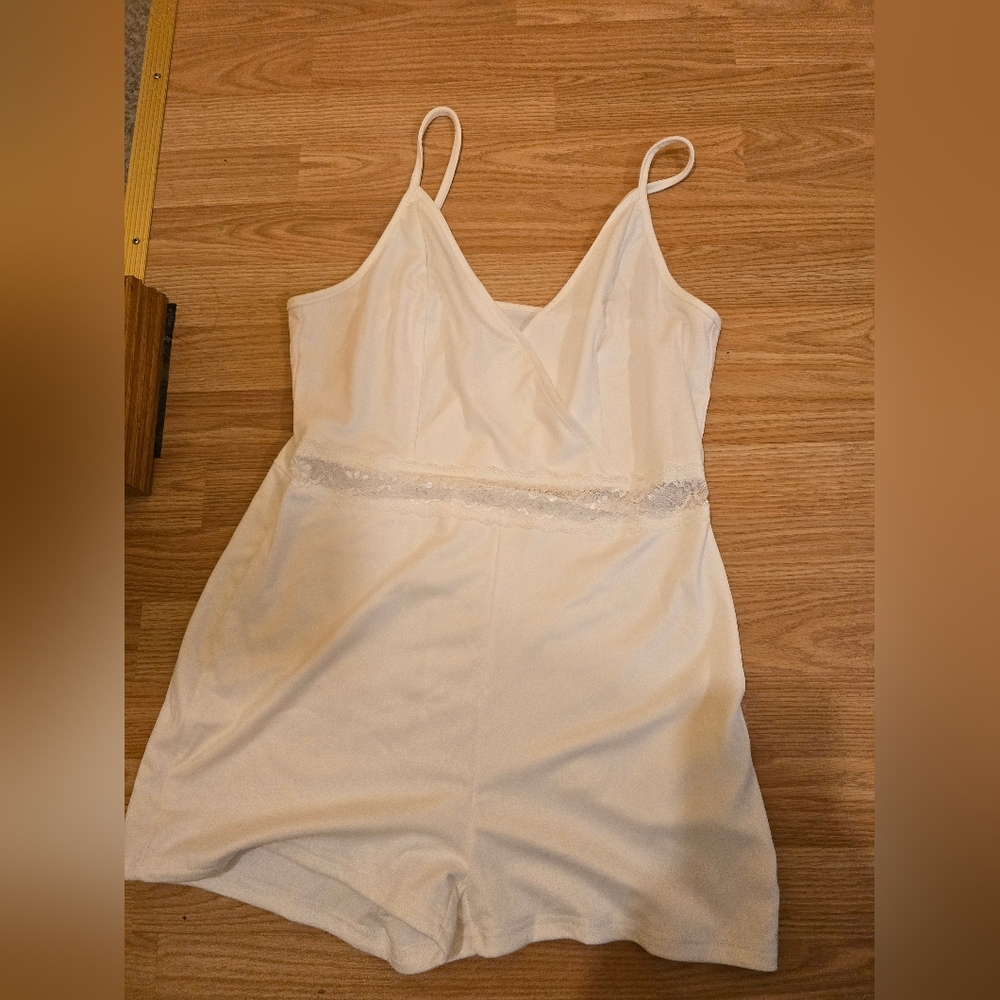 SHEIN White Lace Accent Unitard
